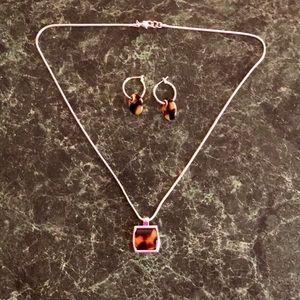 Tortoise shell earring/necklace set